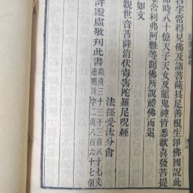 清末精刻本 隋天台宗智者大师说 弟子顶法师记 《请观音经疏》线装一册 字迹清晰品相不错，有崇祯五年浙江天台宗的序言，书末有许灵虚敬刊此书，52筒子页