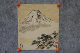 【保真包手绘】日本回流老画 日本著名篆刻家吉野松石 和风浮世绘卡纸画（带背板）