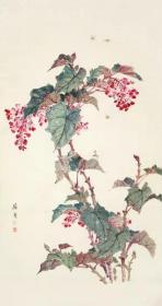艺术微喷 屈贞(1909-1977) 蜜蜂海棠 56-30厘米