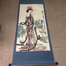 著名画家--吴凡--人物画【杨贵妃出浴图】一幅----规格为128X62CM