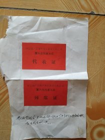 中国共产党德州地区建筑工程公司第六次代表大会 :代表证、列席证