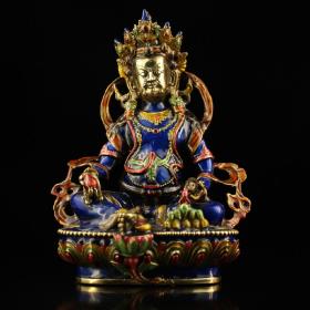 旧藏西藏收纯铜镶嵌景泰蓝 珐琅彩藏传黄财神  藏财神佛像一尊
品相保存完好    造型独特
重1407克  高25.5 厘米   宽15厘米  
060013