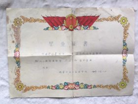 少见种类，1960年地质队红专业余学校毕业证书，尺寸：38*26厘米，品如图，100包邮。