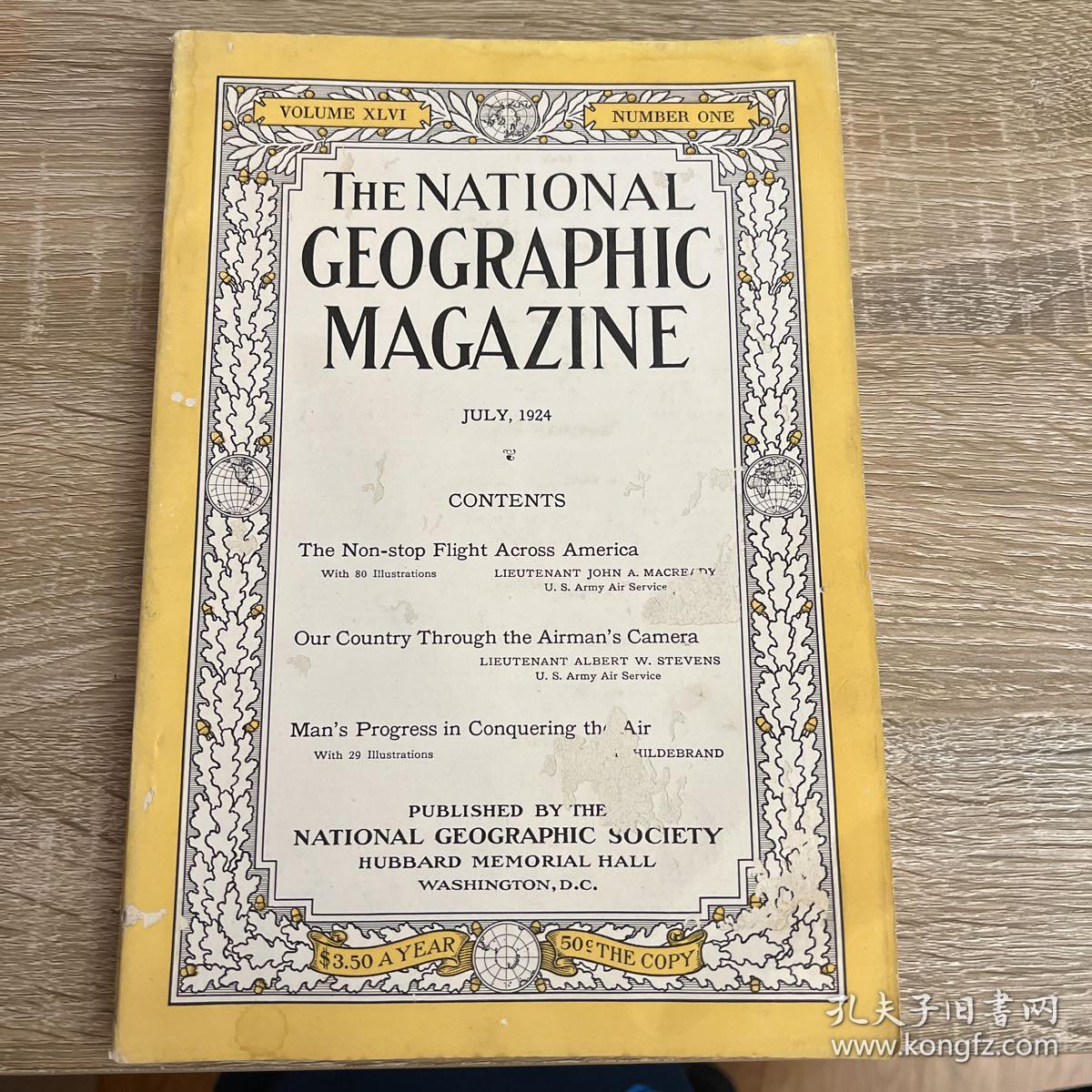 （从美国发货）national geographic美国国家地理1924年7月航拍美国，征服天空--飞行器（飞机，热气球，飞艇）B