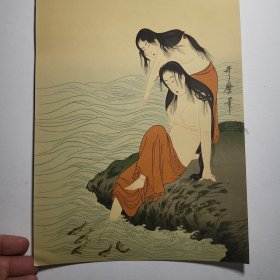 2日本回购古美术；名家浮世绘画，古艺术 29cmx22cm