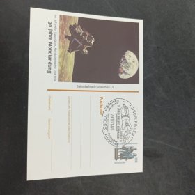 1999年德国发行阿波罗登月成功30周年纪念片一枚，盖登月纪念戳，但这次登月被质疑做假，很有收藏价值，本店邮品满25元包邮。本店还在孔网开“韶州邮社”