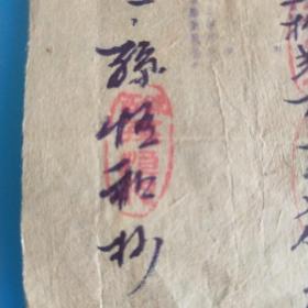 1952年 冬季模范大会付出收据(毛猪壹只壹佰斤等(背有1949年印花税票14张)【手写件】