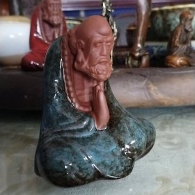 紫砂绿釉达摩
