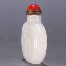 清 和田玉人物故事鼻烟壶