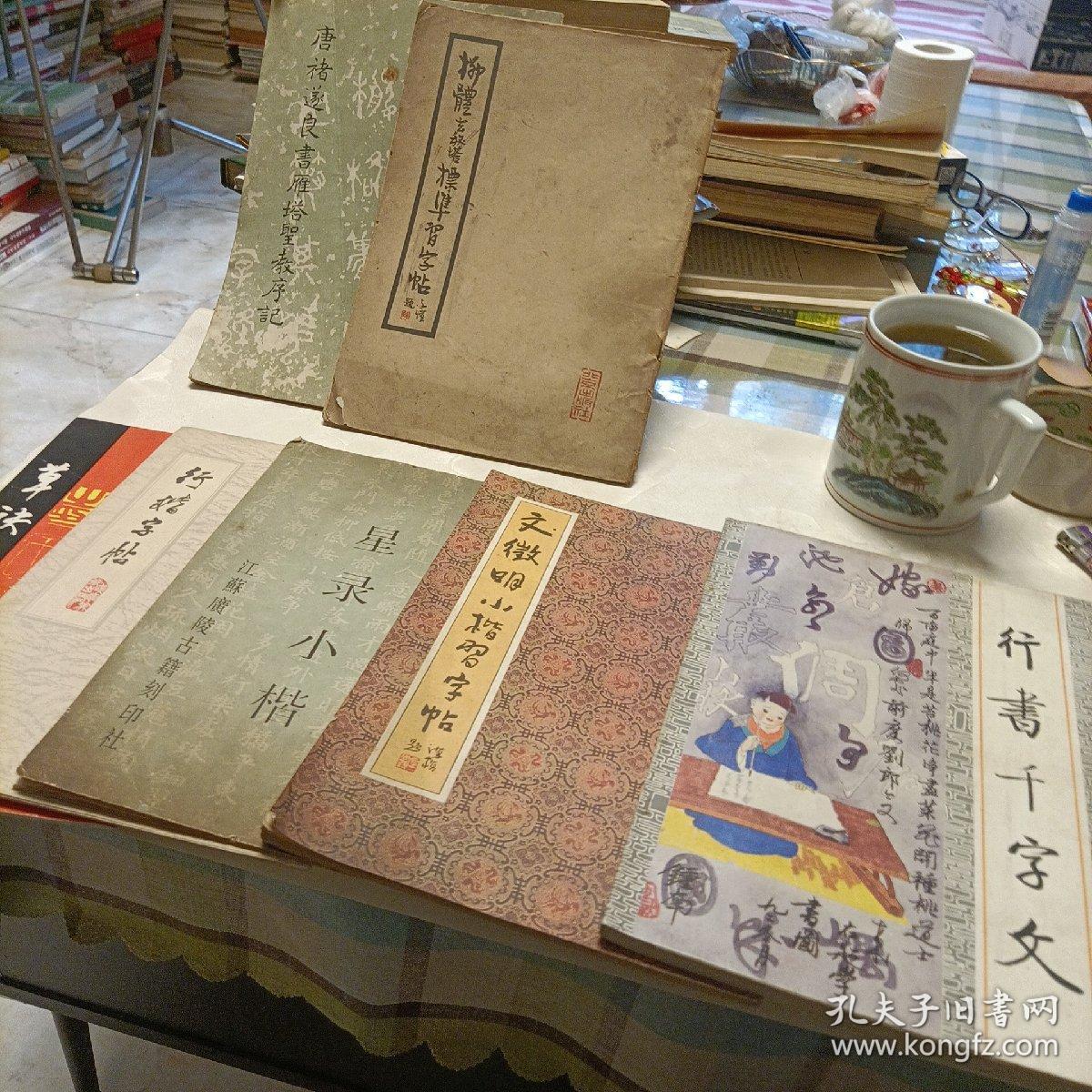 唐褚遂良书雁塔圣教序记，柳体玄秘塔标准习字帖，草诀歌，行楷字帖，星录小楷，文征明小楷习字帖，行书千字文——共7册
