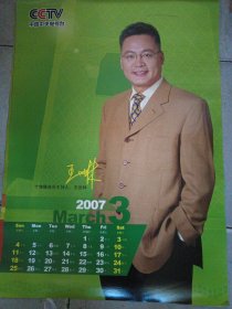 老挂历单页，2007年中国中央电视台主持人挂历王琳。编号70