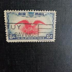 美国邮票：早期航空信销散票1枚实拍如图收藏保真.