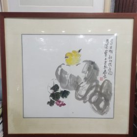 陈寿岳画小鸡图 画芯55x50㎝（陈寿岳 字大寿，号野夫。1945年生于四川成都，为国画大师陈子庄（石壶）之长子）