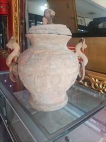 春秋双龙陶壶