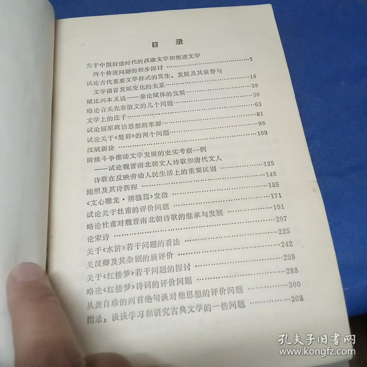 中国文学史论集