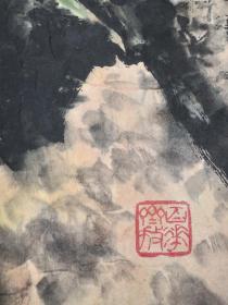 邱远柔:四川内江著名画老一辈书画家，职业画家、1978年原装原裱三尺整纸花鸟画镜片精品、菊花、画心尺寸：94*58厘米