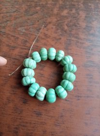 绿松石瓜楞珠15颗合售【库孔一】