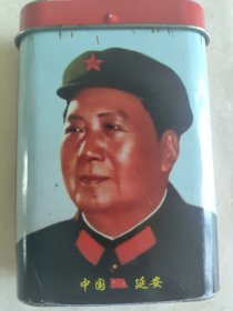 老铁皮烟盒主席军装头像中国延安
