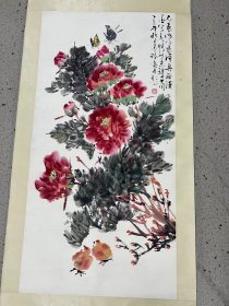 刘墨禅《花卉》，尺寸136/68
刘墨禅，号地案斋主，1945年出生于北京，祖
籍河北武强，著名大写意画家。
保真！