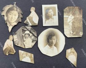 1937年左右 美女学生肖像照及其剪片一组九枚