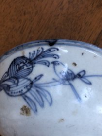 明代中晚期青花鸟纹瓷片，8、6、5厘米