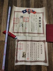 民国28年，上海市私立清心女中学学毕业证书2张，尺寸如图