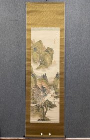 古筆青绿山水图 【铃木雨溪】 1873明治六~?）名利喜三（一说名喜），字 子延，号幽松居士、听雨草堂。千叶县生人。先后从师小 泽芦村、川村雨谷。东京南画会评议员。作品主要参加 南画会展