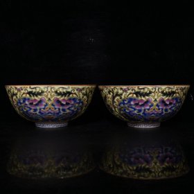 大清乾隆珐琅彩开片描金缠枝莲碗（6.5×15cm）