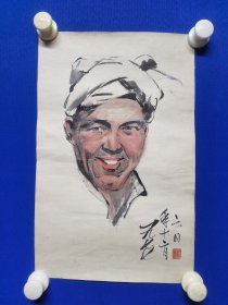 1977年 ：作 品 ：北京仪器厂 ，北京工艺美术师 家 ：童康明 人物 头像（题目）陕北农民 ：尺寸41——————26厘米