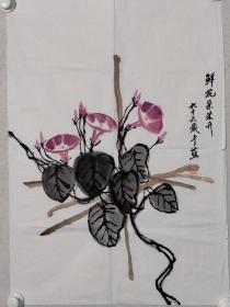 保真书画，中国影坛前辈，中国著名表演艺术家，中国电影家协会副主席，中国电影金鸡奖终身成就奖获得者，江姐的扮演者于蓝，国画《鲜花朵朵开》一幅，尺寸69.5×49cm,值得珍藏历史名人佳作！