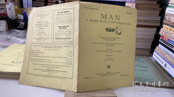 Man a monthly record of anthropological science Vol.LVIII Articles 38-61 March,1958