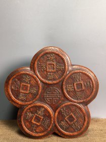 清代花梨木板指盒，高5.5厘米，宽15.5厘米，重520克