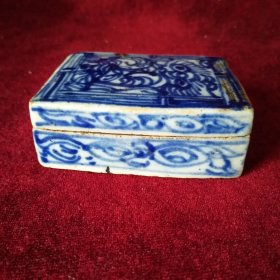 清代青花印泥瓷盒