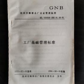 【酒文化资料】广西酒，桂林市酿酒总厂企业管理标准一一工厂基础管理标准