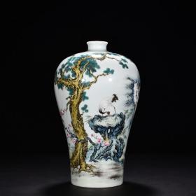 清雍正粉彩松鹤延年花卉纹梅瓶
高30厘米    宽19厘米