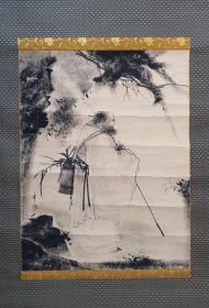 Z 1012号   自藏品！著名人物画家（篁牛人）纸本手绘   焦墨抽象线描《采药仙人》他的作品很少！