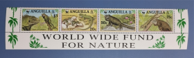 安圭拉 1997年 世界野生动物基金会 WWF 小安德烈斯岛鬣蜥蜥蜴 4全新 联票底边