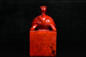 旧藏新疆和田玉红玉乌龟印章，雕刻精细，造型独特，玉质细腻油润，品相完美如图