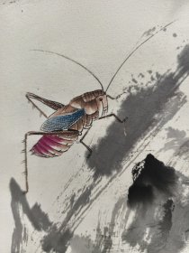许鸿宾款国画纯手绘原装老裱