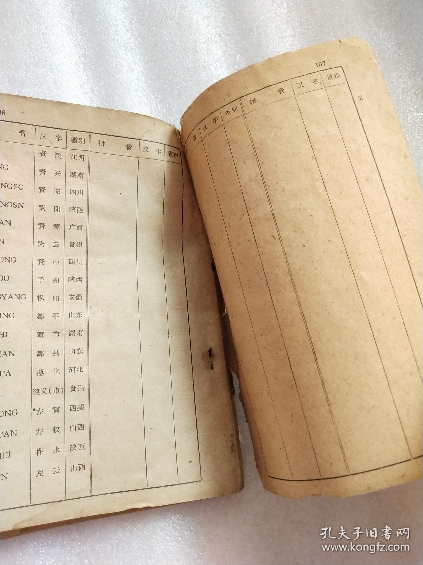 汉语拼音电信局名簿(拼音部分)