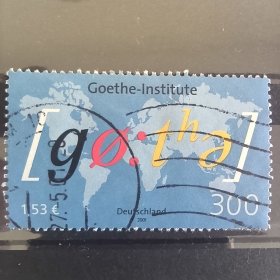 BRD103德国邮票2001年4月5日 歌德学院重新建立50周年纪念日 世界地图（邮票上面的文字是德国著名作家“歌德”的音标） 外国邮票 信销 1全 邮戳随机