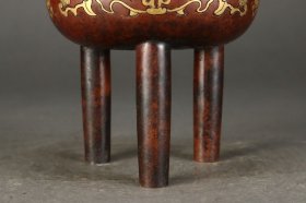 明 铜胎鎏金饕餮纹鼎式炉