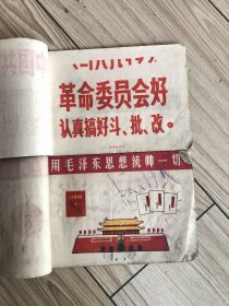 童书两册《革命文艺》（美术）试用课本；文化大革命时期出的课本里面全是彩色图片，后面少封皮；忌讳的书友慎重拍