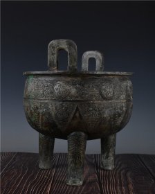 商周青铜器红斑绿绣纹三足双耳鼎古董古玩古铜器文玩艺术收藏老物