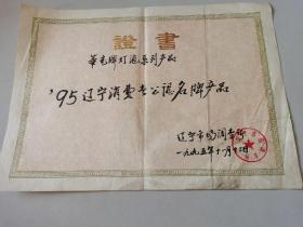 1995年 华光牌灯泡系列产品 证书