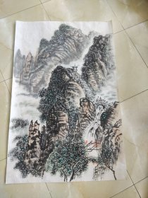 画家手绘山水画作品保真迹.，可惜没有落款，009