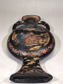 徽州南极仙翁花瓶墨摆件，重约760g，23×13×3.5cm，可以用的老墨