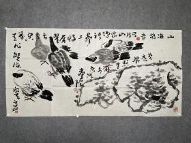 纯手绘名家梁照堂国画四尺横幅，梁照堂（石梁)，字天岳，号楚庭。汉族。1946年生，广东顺德人，著名国画家、书法金石家、美术理论家。国家一级美术师教授。现为中国美术家协会会员，中国书法家协会会员，广东青年书法家协会副主席，广东省书法家协会理事、广州市美术家协会副主席，广州市书法家协会常务理事，羊城书法研究会理事，广州画院秘书长、理论部主任。