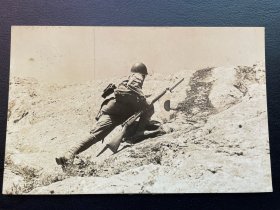 民国武汉会战日军冲锋照片式明信片