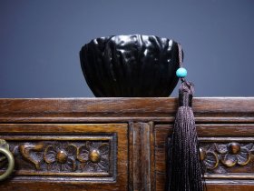 旧藏檀木精工雕刻 莲心 香炉 收藏佳品